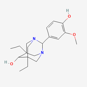 molecular formula C19H28N2O3 B11371031 5,7-Diethyl-2-(4-hydroxy-3-methoxyphenyl)-1,3-diazatricyclo[3.3.1.1~3,7~]decan-6-ol 