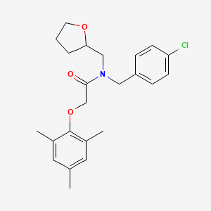 molecular formula C23H28ClNO3 B11371049 N-(4-chlorobenzyl)-N-(tetrahydrofuran-2-ylmethyl)-2-(2,4,6-trimethylphenoxy)acetamide 