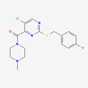 molecular formula C17H18ClFN4OS B11371051 5-Chloro-2-[(4-fluorobenzyl)thio]-4-[(4-methylpiperazin-1-yl)carbonyl]pyrimidine 