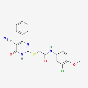 molecular formula C20H15ClN4O3S B11371052 N-(3-chloro-4-methoxyphenyl)-2-[(5-cyano-6-oxo-4-phenyl-1,6-dihydropyrimidin-2-yl)sulfanyl]acetamide 