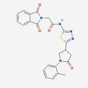 molecular formula C23H19N5O4S B11371067 2-(1,3-dioxo-1,3-dihydro-2H-isoindol-2-yl)-N-{5-[1-(2-methylphenyl)-5-oxopyrrolidin-3-yl]-1,3,4-thiadiazol-2-yl}acetamide 