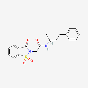 2-(1,1-dioxido-3-oxo-1,2-benzothiazol-2(3H)-yl)-N-(4-phenylbutan-2-yl)acetamide