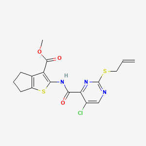 molecular formula C17H16ClN3O3S2 B11371135 methyl 2-({[5-chloro-2-(prop-2-en-1-ylsulfanyl)pyrimidin-4-yl]carbonyl}amino)-5,6-dihydro-4H-cyclopenta[b]thiophene-3-carboxylate 