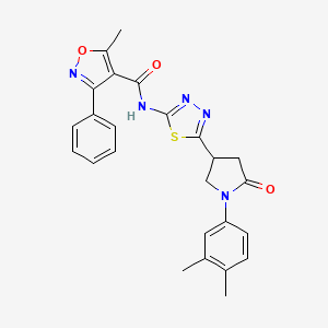 N-{5-[1-(3,4-dimethylphenyl)-5-oxopyrrolidin-3-yl]-1,3,4-thiadiazol-2-yl}-5-methyl-3-phenyl-1,2-oxazole-4-carboxamide