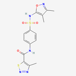 molecular formula C15H15N5O4S2 B11371209 N-{4-[(3,4-dimethyl-1,2-oxazol-5-yl)sulfamoyl]phenyl}-4-methyl-1,2,3-thiadiazole-5-carboxamide 