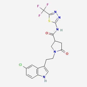 molecular formula C18H15ClF3N5O2S B11371270 1-[2-(5-chloro-1H-indol-3-yl)ethyl]-5-oxo-N-[5-(trifluoromethyl)-1,3,4-thiadiazol-2-yl]pyrrolidine-3-carboxamide 