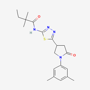 molecular formula C20H26N4O2S B11371306 N-{5-[1-(3,5-dimethylphenyl)-5-oxopyrrolidin-3-yl]-1,3,4-thiadiazol-2-yl}-2,2-dimethylbutanamide 