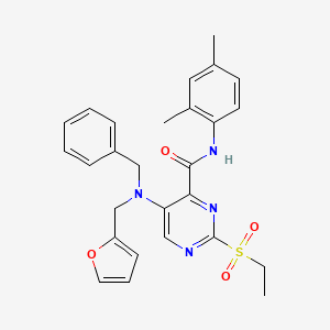 molecular formula C27H28N4O4S B11371310 5-[benzyl(furan-2-ylmethyl)amino]-N-(2,4-dimethylphenyl)-2-(ethylsulfonyl)pyrimidine-4-carboxamide 