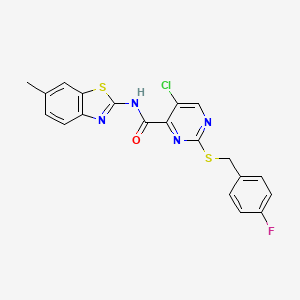 molecular formula C20H14ClFN4OS2 B11371354 5-chloro-2-[(4-fluorobenzyl)sulfanyl]-N-(6-methyl-1,3-benzothiazol-2-yl)pyrimidine-4-carboxamide 