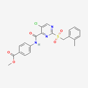 molecular formula C21H18ClN3O5S B11371414 Methyl 4-[({5-chloro-2-[(2-methylbenzyl)sulfonyl]pyrimidin-4-yl}carbonyl)amino]benzoate 