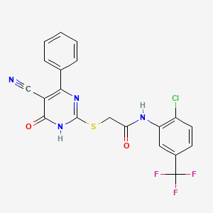 N-[2-Chloro-5-(trifluoromethyl)phenyl]-2-[(5-cyano-6-oxo-4-phenyl-1,6-dihydropyrimidin-2-YL)sulfanyl]acetamide