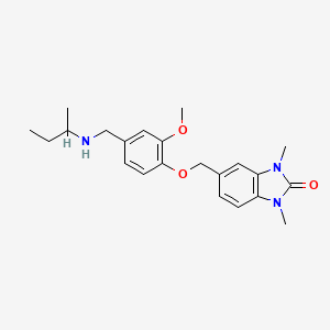 molecular formula C22H29N3O3 B11371442 5-({4-[(butan-2-ylamino)methyl]-2-methoxyphenoxy}methyl)-1,3-dimethyl-1,3-dihydro-2H-benzimidazol-2-one 