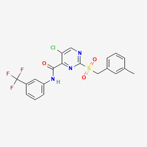 molecular formula C20H15ClF3N3O3S B11371446 5-chloro-2-[(3-methylbenzyl)sulfonyl]-N-[3-(trifluoromethyl)phenyl]pyrimidine-4-carboxamide 