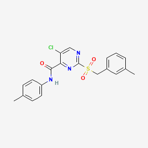 molecular formula C20H18ClN3O3S B11371479 5-chloro-2-[(3-methylbenzyl)sulfonyl]-N-(4-methylphenyl)pyrimidine-4-carboxamide 