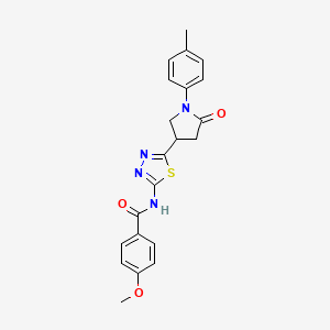 4-methoxy-N-{5-[1-(4-methylphenyl)-5-oxopyrrolidin-3-yl]-1,3,4-thiadiazol-2-yl}benzamide