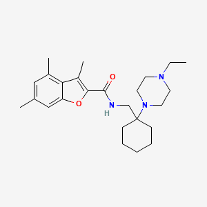 molecular formula C25H37N3O2 B11371554 N-{[1-(4-ethylpiperazin-1-yl)cyclohexyl]methyl}-3,4,6-trimethyl-1-benzofuran-2-carboxamide 