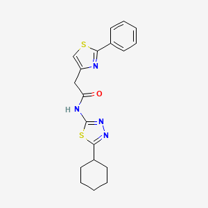 molecular formula C19H20N4OS2 B11371558 N-(5-cyclohexyl-1,3,4-thiadiazol-2-yl)-2-(2-phenyl-1,3-thiazol-4-yl)acetamide 