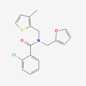 2-chloro-N-(furan-2-ylmethyl)-N-[(3-methylthiophen-2-yl)methyl]benzamide