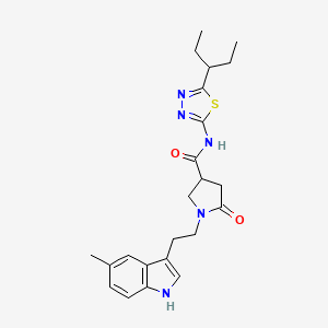 molecular formula C23H29N5O2S B11371572 1-[2-(5-methyl-1H-indol-3-yl)ethyl]-5-oxo-N-[5-(pentan-3-yl)-1,3,4-thiadiazol-2-yl]pyrrolidine-3-carboxamide 