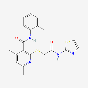 4,6-dimethyl-N-(2-methylphenyl)-2-{[2-oxo-2-(1,3-thiazol-2-ylamino)ethyl]sulfanyl}pyridine-3-carboxamide