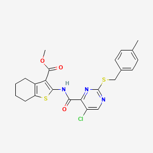 molecular formula C23H22ClN3O3S2 B11371605 Methyl 2-[({5-chloro-2-[(4-methylbenzyl)sulfanyl]pyrimidin-4-yl}carbonyl)amino]-4,5,6,7-tetrahydro-1-benzothiophene-3-carboxylate 