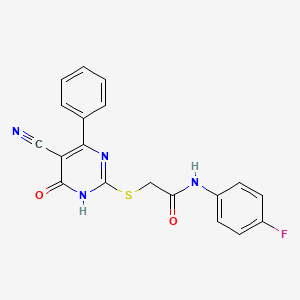 2-[(5-cyano-4-oxo-6-phenyl-1H-pyrimidin-2-yl)sulfanyl]-N-(4-fluorophenyl)acetamide