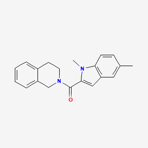 molecular formula C20H20N2O B11371730 3,4-dihydroisoquinolin-2(1H)-yl(1,5-dimethyl-1H-indol-2-yl)methanone 