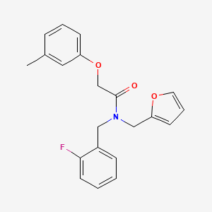 molecular formula C21H20FNO3 B11371744 N-(2-fluorobenzyl)-N-(furan-2-ylmethyl)-2-(3-methylphenoxy)acetamide 