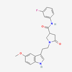 molecular formula C22H22FN3O3 B11371765 N-(3-fluorophenyl)-1-[2-(5-methoxy-1H-indol-3-yl)ethyl]-5-oxopyrrolidine-3-carboxamide 