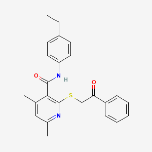 molecular formula C24H24N2O2S B11371798 N-(4-ethylphenyl)-4,6-dimethyl-2-[(2-oxo-2-phenylethyl)sulfanyl]pyridine-3-carboxamide 