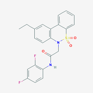 molecular formula C22H18F2N2O3S B11371814 N-(2,4-difluorophenyl)-2-(9-ethyl-5,5-dioxido-6H-dibenzo[c,e][1,2]thiazin-6-yl)acetamide 