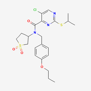 molecular formula C22H28ClN3O4S2 B11371832 5-chloro-N-(1,1-dioxidotetrahydrothiophen-3-yl)-2-(propan-2-ylsulfanyl)-N-(4-propoxybenzyl)pyrimidine-4-carboxamide 