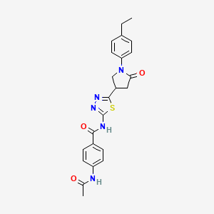 4-(acetylamino)-N-{5-[1-(4-ethylphenyl)-5-oxopyrrolidin-3-yl]-1,3,4-thiadiazol-2-yl}benzamide