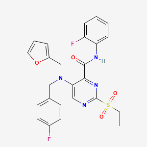 molecular formula C25H22F2N4O4S B11371885 2-(ethylsulfonyl)-5-[(4-fluorobenzyl)(furan-2-ylmethyl)amino]-N-(2-fluorophenyl)pyrimidine-4-carboxamide 