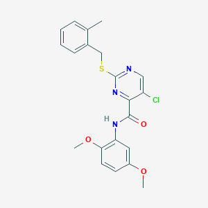 molecular formula C21H20ClN3O3S B11371886 5-chloro-N-(2,5-dimethoxyphenyl)-2-[(2-methylbenzyl)sulfanyl]pyrimidine-4-carboxamide 