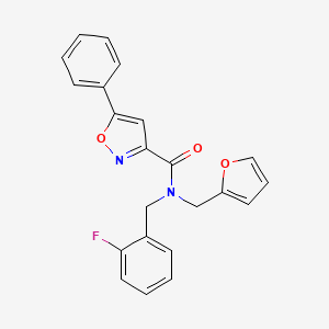 molecular formula C22H17FN2O3 B11371898 N-(2-fluorobenzyl)-N-(furan-2-ylmethyl)-5-phenyl-1,2-oxazole-3-carboxamide 