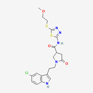 1-[2-(5-chloro-1H-indol-3-yl)ethyl]-N-{5-[(2-methoxyethyl)sulfanyl]-1,3,4-thiadiazol-2-yl}-5-oxopyrrolidine-3-carboxamide