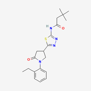 molecular formula C20H26N4O2S B11371966 N-{5-[1-(2-ethylphenyl)-5-oxopyrrolidin-3-yl]-1,3,4-thiadiazol-2-yl}-3,3-dimethylbutanamide 