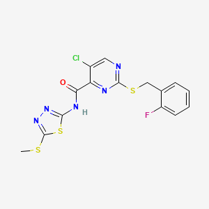 5-chloro-2-[(2-fluorobenzyl)sulfanyl]-N-[5-(methylsulfanyl)-1,3,4-thiadiazol-2-yl]pyrimidine-4-carboxamide