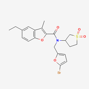 N-[(5-bromofuran-2-yl)methyl]-N-(1,1-dioxidotetrahydrothiophen-3-yl)-5-ethyl-3-methyl-1-benzofuran-2-carboxamide