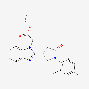 ethyl {2-[5-oxo-1-(2,4,6-trimethylphenyl)pyrrolidin-3-yl]-1H-benzimidazol-1-yl}acetate