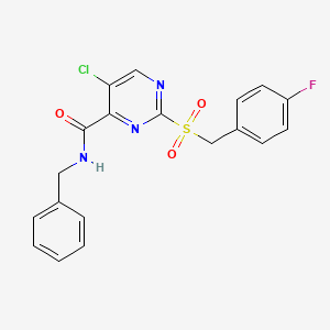 molecular formula C19H15ClFN3O3S B11372076 N-benzyl-5-chloro-2-[(4-fluorobenzyl)sulfonyl]pyrimidine-4-carboxamide 