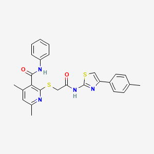 molecular formula C26H24N4O2S2 B11372090 4,6-dimethyl-2-[(2-{[4-(4-methylphenyl)-1,3-thiazol-2-yl]amino}-2-oxoethyl)sulfanyl]-N-phenylpyridine-3-carboxamide 