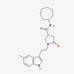 molecular formula C23H31N3O2 B11372098 N-cycloheptyl-1-[2-(5-methyl-1H-indol-3-yl)ethyl]-5-oxopyrrolidine-3-carboxamide 