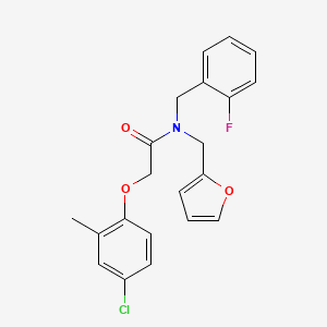 molecular formula C21H19ClFNO3 B11372209 2-(4-chloro-2-methylphenoxy)-N-(2-fluorobenzyl)-N-(furan-2-ylmethyl)acetamide 