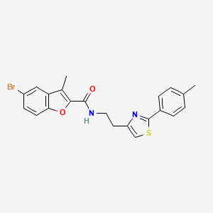 molecular formula C22H19BrN2O2S B11372217 5-bromo-3-methyl-N-{2-[2-(4-methylphenyl)-1,3-thiazol-4-yl]ethyl}-1-benzofuran-2-carboxamide 