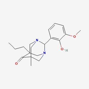 molecular formula C19H26N2O3 B11372275 2-(2-Hydroxy-3-methoxyphenyl)-5-methyl-7-propyl-1,3-diazatricyclo[3.3.1.1~3,7~]decan-6-one 