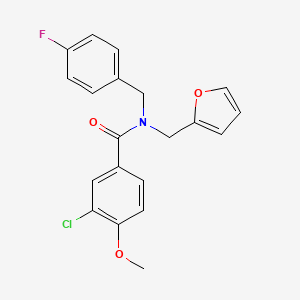 molecular formula C20H17ClFNO3 B11372282 3-chloro-N-(4-fluorobenzyl)-N-(furan-2-ylmethyl)-4-methoxybenzamide 