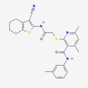 molecular formula C26H26N4O2S2 B11372325 2-({2-[(3-cyano-4,5,6,7-tetrahydro-1-benzothiophen-2-yl)amino]-2-oxoethyl}sulfanyl)-4,6-dimethyl-N-(3-methylphenyl)pyridine-3-carboxamide 