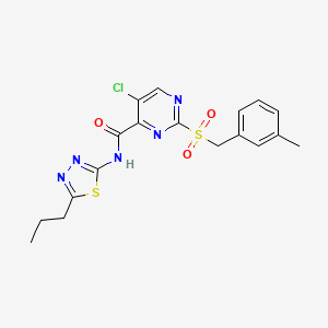 5-chloro-2-(3-methylbenzyl)sulfonyl-N-(5-propyl-1,3,4-thiadiazol-2-yl)pyrimidine-4-carboxamide